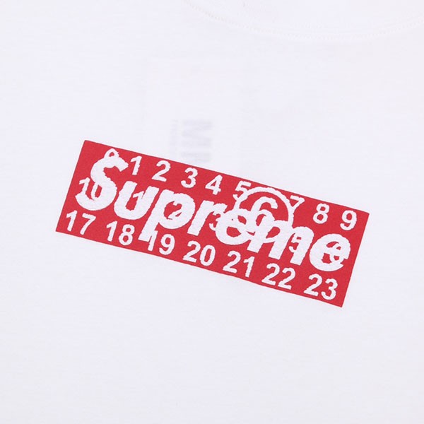 n級品 シュプリーム x mm6 偽物 メゾン マルジェラ ボックス ロゴ tシャツ ホワイト shm75807